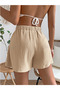 Beige Waisted Shorts - 2