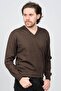 Men's V-Neck Patterned Wool Sweater