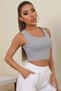 Women's Gray Color Square Neck Crop Top Blouse - 4