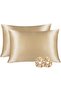 Silk Satin 50x70 Cm Pillow Case 2 Pieces Buckle Curly Hair Beige 2 Pieces