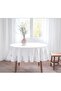 100% Raw Cotton Linen Frilly Round Tablecloth 160 Cm Vintage Kitchen Living Room Tablecloth - 2