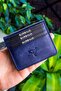Canvas Vintage Leather Navy Blue Card Holder Wallet - 3