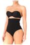 Women's Black Seamless Double High Waist Slip Maternity Corset with Snap Fasteners at the Bottom