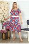 Madonna Collar Colorful Floral And Belted Comfortable Flowy Dress - 9