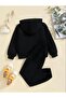Black Girls/Boys Heart Rhythm Printed Tracksuit Set - 2