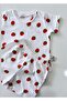 Newborn Baby Pajama Set - 100% Cotton, Strawberry Patterned Short Sleeve Shorts - 3