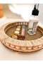 Wooden Beaded Wicker Natural Raffia Tray, Decorative Tray, Decor Tray for Bathroom, Home, Table 23cm Diameter - 5