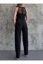 Women's Halter Neck Tulle Detailed Slim Fit Jumpsuit Black - 6