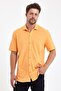 Men's Polo Neck Short Sleeve Button Loose Salmon Shirt - 4