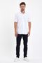 Men's Polo Neck Short Sleeve Button Loose White Shirt - 4