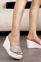 JVL 111 Model Stone Detailed Wedge Heel Slippers - 3