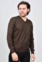 Men's V-Neck Patterned Wool Sweater - 3