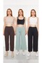 3-Piece Black - Green - Brown Women's Corded Fabric Comfortable Pants & Sweatpants Casual Comfortable Home Wear Pajamas