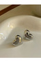 Women's Curved Heart Gold Earrings Kp1 - 2