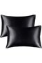 Black Silk Satin Pillowcase Set of 2 50X70 cm Anti-Sweat Odorless Suitable for Curly Hair Skin-Friendly