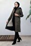 Khaki Hijab Coat 347 - Beige, Star Detail and Drawstring, Fur Inside