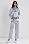 Satin Lace Women's Pajama Set - 1438 Mist