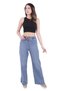 Wide-Legged Women's Jeans with Tied Waist and Slit Cuffs, Comfortable Jean, Medium Blue Denim - 4