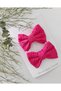 Girl and Baby Fuchsia pink Scalloped 2-Piece Handmade Buckle Set - 3