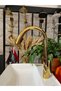 Glossy Gold Concealed Spiral Kitchen Faucet Gold Spiral Sink Faucet Pivoting Head Tap