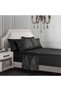 Luxury Hotel Series Striped 4 Piece Black Duvet Cover Set 160X200 cm Skin-Friendly Satin Fitted Sheet - 3