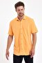 Men's Polo Neck Short Sleeve Button Loose Salmon Shirt