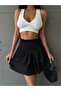Women's Elastic Waist Ruffled Mini Skirt - 2