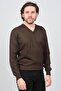Men's V-Neck Patterned Wool Sweater - 4