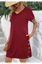 Viscose Leopard Patterned Women's Dress - Button Detailed Sleeves - 2