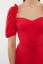 Red A-Line Balloon Sleeve Detailed Woven Stylish Evening Dress Tprss24El00195 - 4