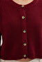 Bordo Süper Crop Basic Triko Hırka TWOAW24HI00419 - 4