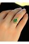 Natural Stone Green Agate Natural Gemstone Antique Adjustable Women's Ring Euy33Ya - 2