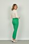 Women's Ankle Length Front Line Stitching Skinny Fit Trousers 6000 Green - 4