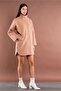 Snap Fastener Side Slit Bat Sleeve Camel Stamp Coat - 4