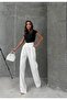 Women's Palazzo Pants with Hook-and-loop Closure, Double Fabric - White - 3