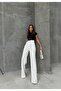 Women's Palazzo Pants with Hook-and-loop Closure, Double Fabric - White