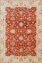 Orange Multicolor Framed Floral Lozenge Patterned Woven Base Rug and Washable Rug Aloha83
