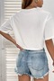 Women's White Brooklyn Adventure Printed Oversized Crop Top - 4