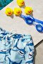 Boy's Shark Printed Waist Lace Up Swim Shorts - 4