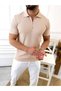 Polo Collar Zippered Lycra Breathable Soft T-Shirt - 6