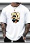 Men's Dice Card Printed Crew Neck Oversize Casual Boyfirend Black and White T-Shirt
