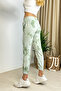 Women's Green Tie-Dyed Sweatpants with Stitching Detail and Pockets and Elastic Cuffs - 5