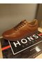 men's shoes casual skin leather tan sneakers Lace-up H1081