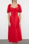 Red A-Line Balloon Sleeve Detailed Woven Stylish Evening Dress Tprss24El00195 - 3