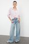 Pink Knot Detail Crop Woven Blouse Twoss23Bz00442 - 2