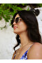 Women's Sunglasses Rectangle Gold Durable Metal Frame Black Glass - 8