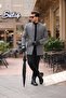 Men's Smoked Slim Fit Stand Collar Stamp Coat