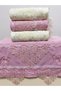 50x90 Set of 4 100% Cotton Velvet Needle Lace Lace Motif Towels
