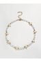Crimping Stone Cream Starry Pearl Gold Detailed Crystal Necklace - 4