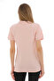Women's Light Pink Cotton Lycra Polo Neck Short Sleeve Embroidered T-Shirt - 3
